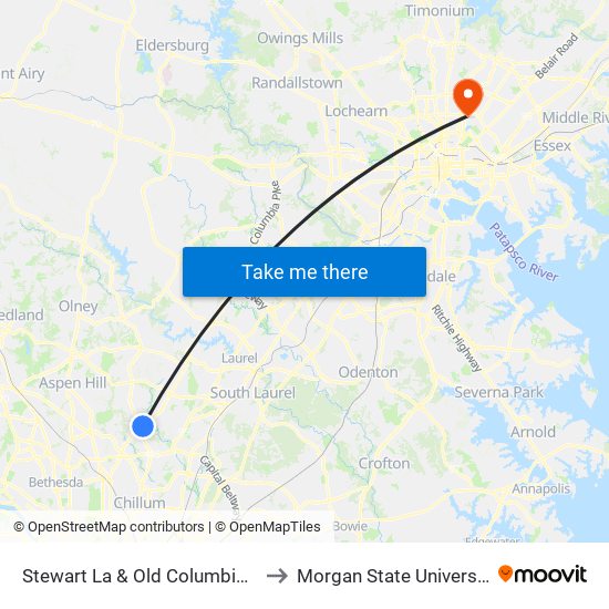 Stewart La & Old Columbia Pi to Morgan State University map