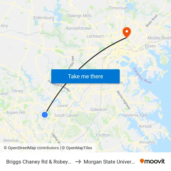 Briggs Chaney Rd & Robey Rd to Morgan State University map