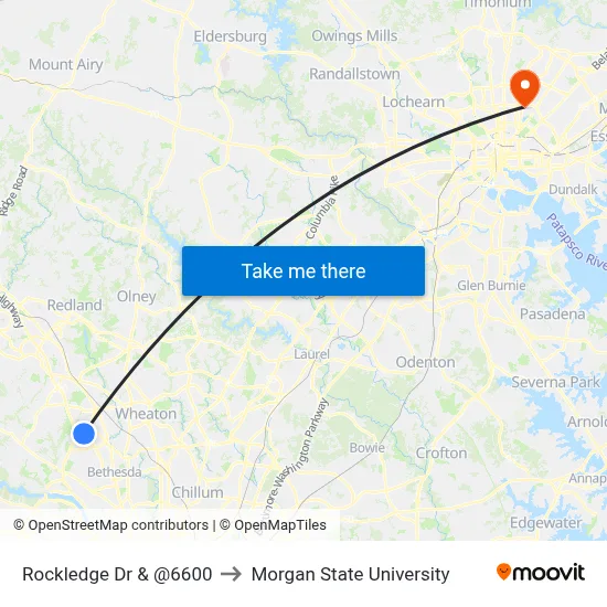 Rockledge Dr & @6600 to Morgan State University map
