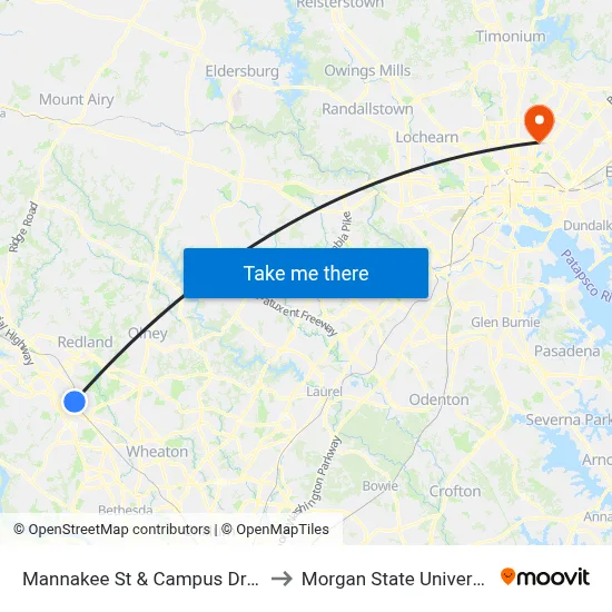 Mannakee St & Campus Dr (E) to Morgan State University map