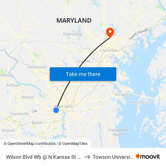 Wilson Blvd Wb @ N Kansas St Ns to Towson University map