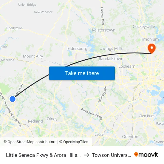Little Seneca Pkwy & Arora Hills Dr to Towson University map