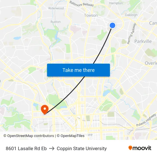 8601 Lasalle Rd Eb to Coppin State University map