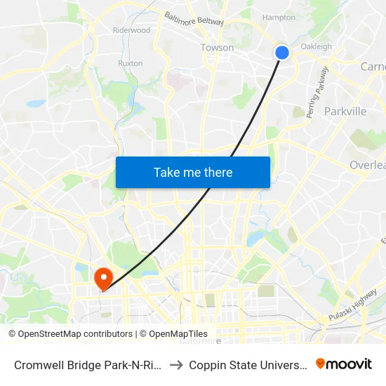Cromwell Bridge Park-N-Ride to Coppin State University map