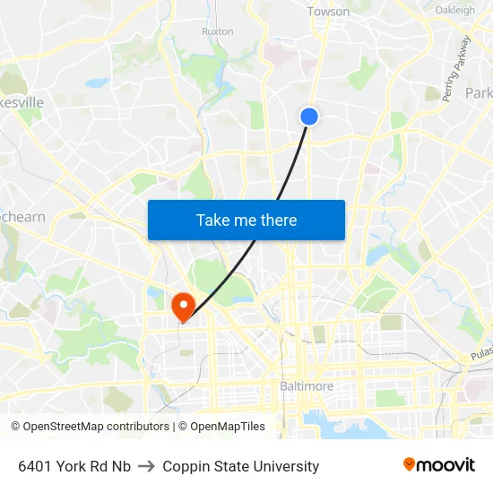 6401 York Rd Nb to Coppin State University map