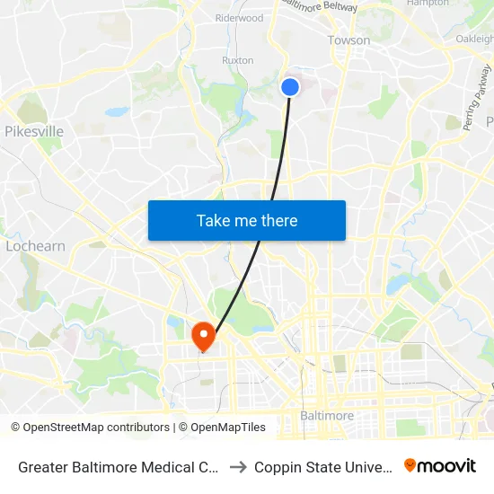 Greater Baltimore Medical Center to Coppin State University map