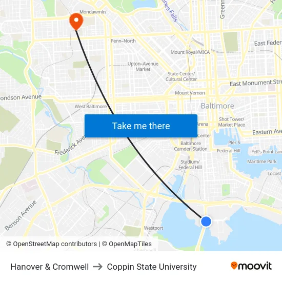 Hanover & Cromwell to Coppin State University map