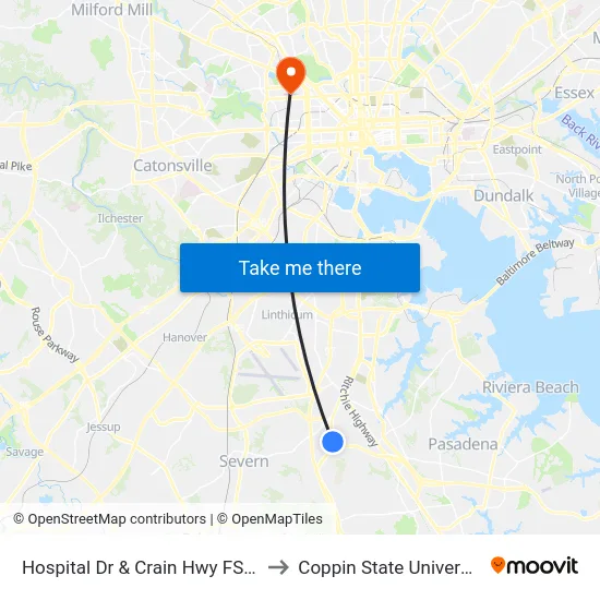 Hospital Dr & Crain Hwy FS Eb to Coppin State University map