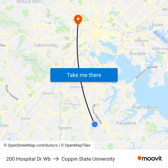 200 Hospital Dr Wb to Coppin State University map