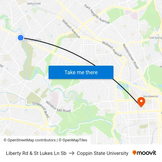 Liberty Rd & St Lukes Ln Sb to Coppin State University map