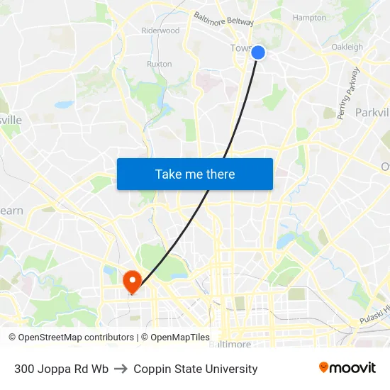 300 Joppa Rd Wb to Coppin State University map