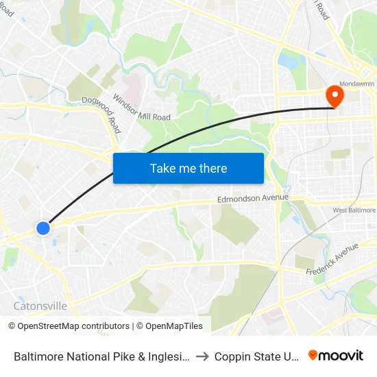 Baltimore National Pike & Ingleside Ave FS Wb to Coppin State University map