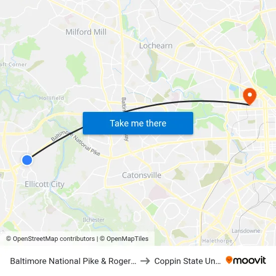 Baltimore National Pike & Rogers Ave FS Eb to Coppin State University map