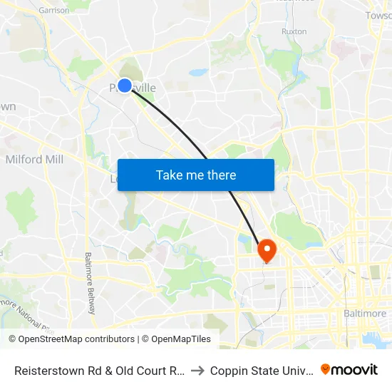 Reisterstown Rd & Old Court Rd FS Sb to Coppin State University map
