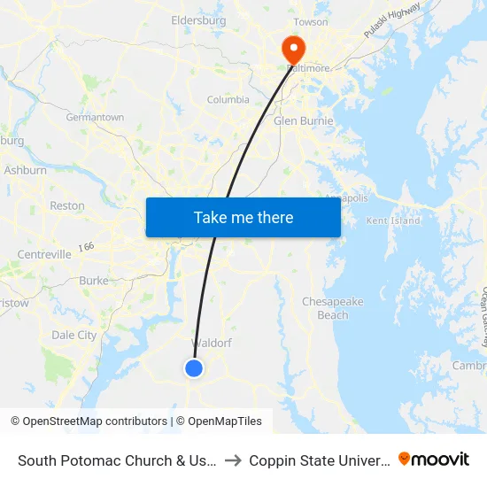 South Potomac Church & Us 301 to Coppin State University map