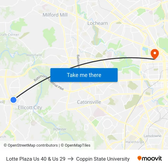 Lotte Plaza Us 40 & Us 29 to Coppin State University map