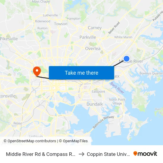 Middle River Rd & Compass Rd FS Sb to Coppin State University map