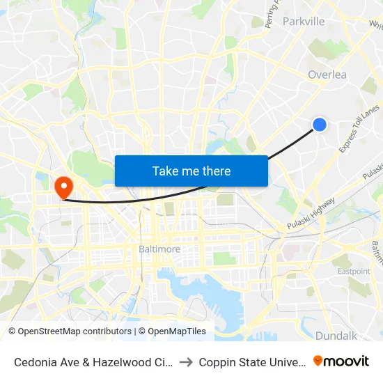 Cedonia Ave & Hazelwood Cir Opp to Coppin State University map