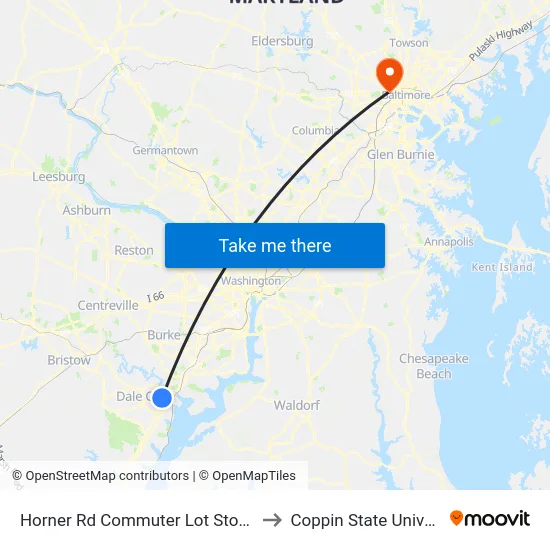 Horner Rd Commuter Lot Stop 1 AM to Coppin State University map