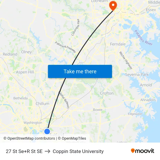 27 St Se+R St SE to Coppin State University map