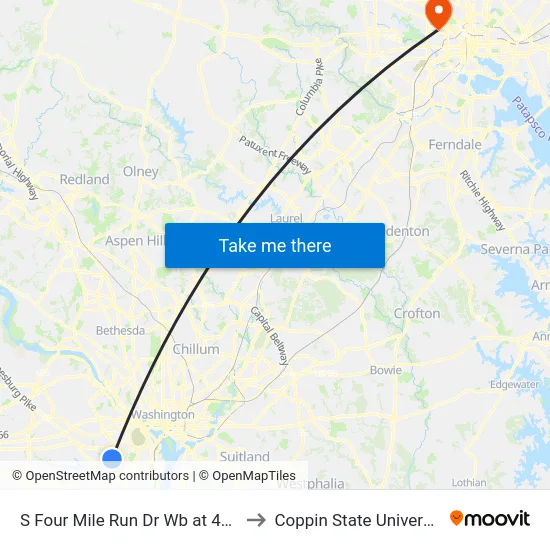 S Four Mile Run Dr Wb at 4600 to Coppin State University map