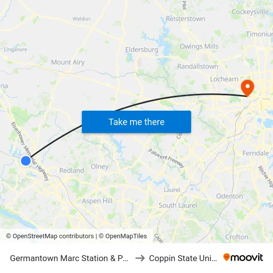 Germantown Marc Station  & Parking Lot to Coppin State University map