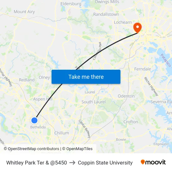 Whitley Park Ter & @5450 to Coppin State University map