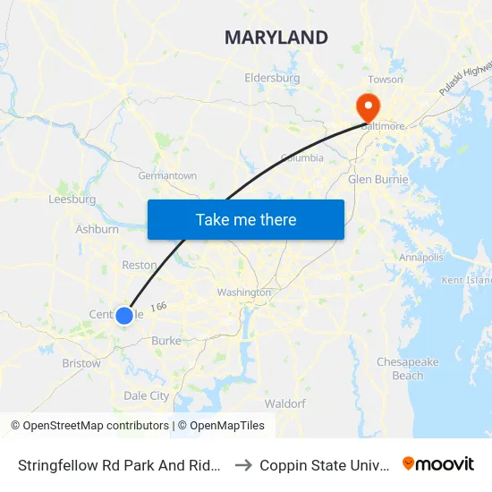 Stringfellow Rd Park And Ride Bay A to Coppin State University map