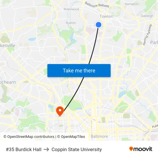 #35 Burdick Hall to Coppin State University map