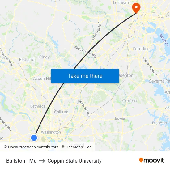Ballston - Mu to Coppin State University map