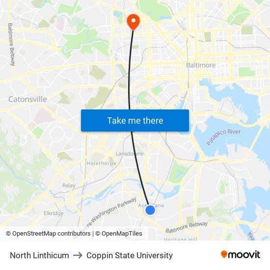 North Linthicum to Coppin State University map