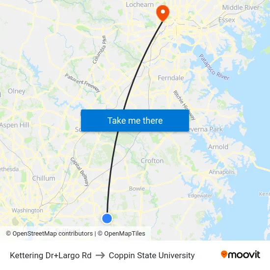 Kettering Dr+Largo Rd to Coppin State University map