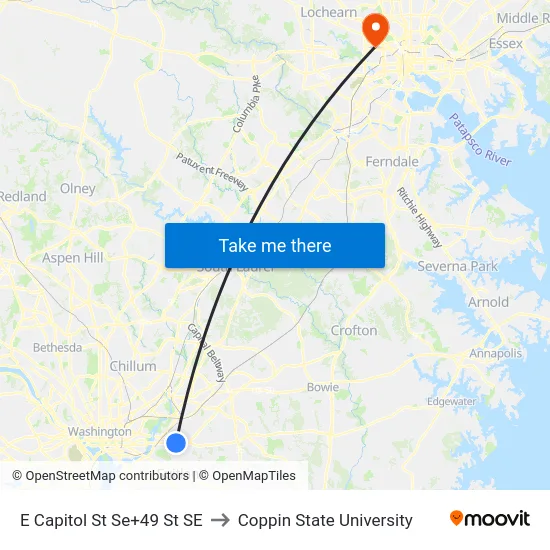 E Capitol St Se+49 St SE to Coppin State University map