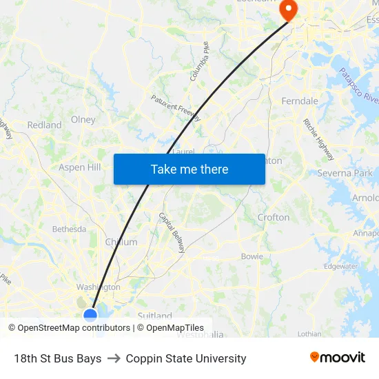 18th St Bus Bays to Coppin State University map