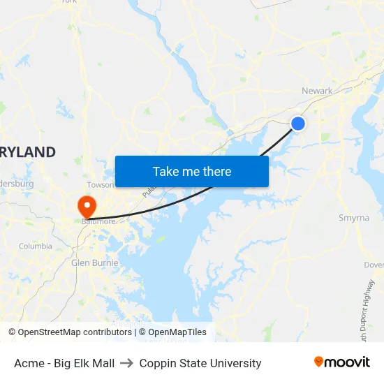 Acme - Big Elk Mall to Coppin State University map