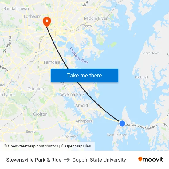 Stevensville Park & Ride to Coppin State University map