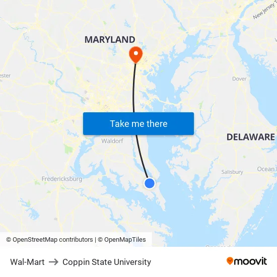 Wal-Mart to Coppin State University map