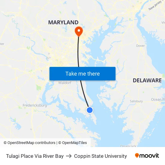Tulagi Place Via River Bay to Coppin State University map