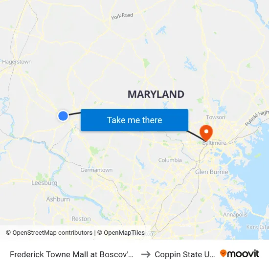 Frederick Towne Mall at Boscov's West Entrance to Coppin State University map