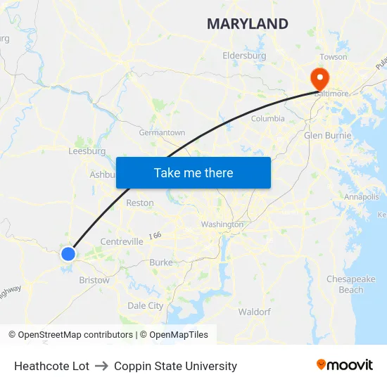 Heathcote Lot to Coppin State University map
