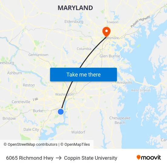 6065 Richmond Hwy to Coppin State University map