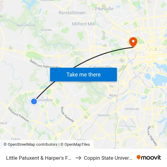Little Patuxent & Harper's Farm to Coppin State University map