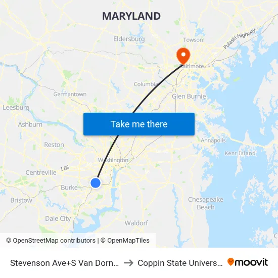 Stevenson Ave+S Van Dorn St to Coppin State University map