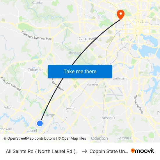 All Saints Rd / North Laurel Rd (Westbound) to Coppin State University map