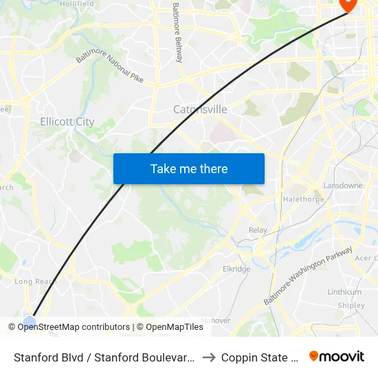 Stanford Blvd / Stanford Boulevard Cir (Westbound) to Coppin State University map