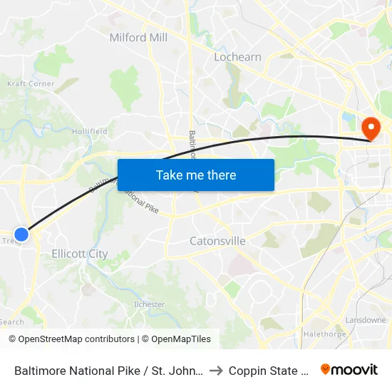 Baltimore National Pike / St. John's Ln (Eastbound) to Coppin State University map
