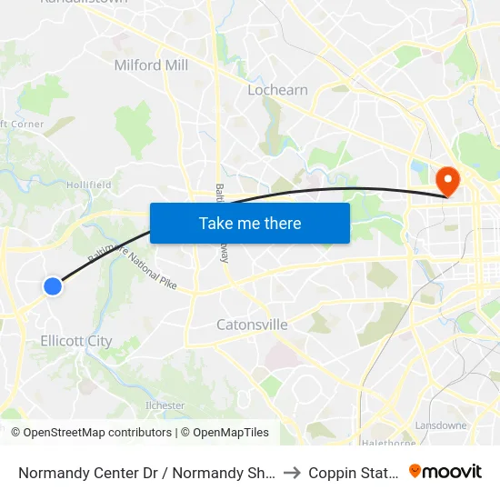 Normandy Center Dr / Normandy Shopping Center (Northbound) to Coppin State University map