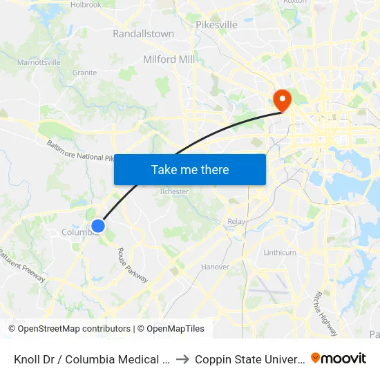 Knoll Dr / Columbia Medical Plan to Coppin State University map