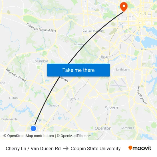 Cherry Ln / Van Dusen Rd to Coppin State University map