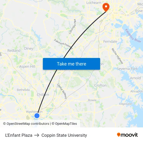 L'Enfant Plaza to Coppin State University map